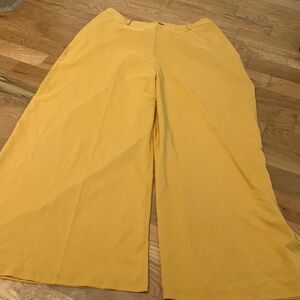 Yellow Wide-Leg Women's Pants